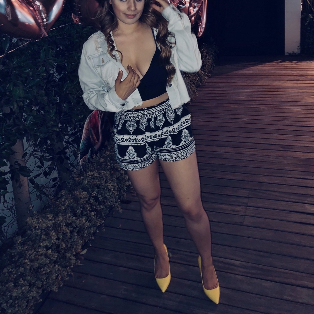 Couture Printed Black / White Shorts